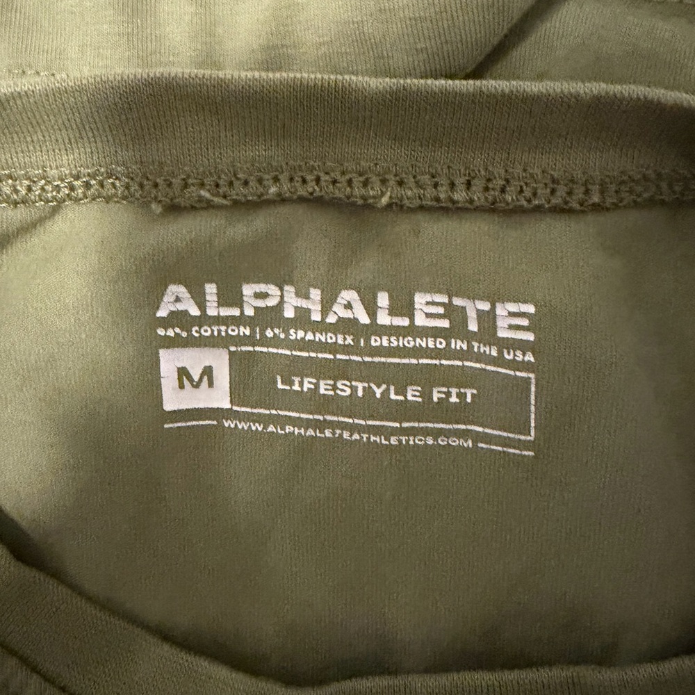 Alphalete Olive Green Cropped Tee - Size M - Picture 5 of 10